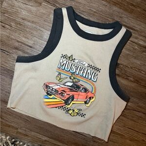 Ford Mustang Sleeveless Top - Beige and Black